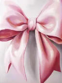 Close-up schilderij van een roze satijnen strik