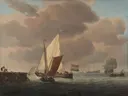 Landschapsschilderij 'Schepen voor de Kust bij Flinke Bries' naar Willem van de Velde