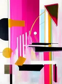 Expressionistisch schilderij in felroze en oker