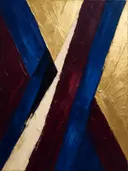 Paletmes abstract schilderij, schuine banen in royal blauw