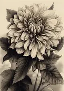 Sepia close-up illustratie van een dahlia