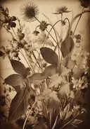 Sepia schilderij van droogbloemen
