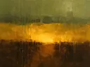 Abstract landschap in sepia en goud