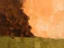 Abstract landschap in sepia en perzik