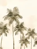 Groep palmbomen in warme sepia crème tinten.