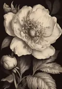Sepia schilderij van een pioenroos