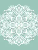Mintgroen mandala schilderij met bloemmotief