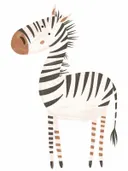 Schilderij van een zebra in zachte aardetinten, zijaanzicht