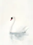 Schilderij van een witte zwaan op het water, rustige kinderkamer decoratie