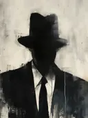 Minimalistisch silhouet schilderij van een man met hoed