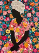 Silhouet van vrouw omringd door bloemen