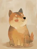 Zittende shiba inu hond met gesloten ogen en blozende wangen