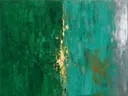 Abstract schilderij met het paletmes in smaragd en jade