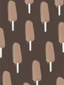 Herhalend patroon van chocolade-ijslolly's op een donkerbruine achtergrond.