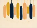 Smeltende kolommen in de stijl Textured Minimalism, in mosterdgeel, warm perzik en dieper marineblauw, met romige crème