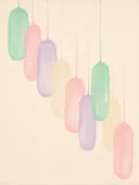 Smeltende kolommen in de stijl Textured Minimalism, in zacht mintgroen, blozend roze, romige crème en bleeklila
