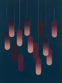 Smeltende kolommen in de stijl Textured Minimalism, in aubergine, diep magenta en zacht blos, met een dunne gouden lijn