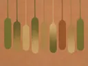 Smeltende kolommen in de stijl Textured Minimalism, in olijfgroen, kaki en bleek zand, met een gebrande sienna als accent