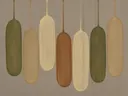 Smeltende kolommen in de stijl Textured Minimalism, in olijfgroen, kaki en bleek zand, met een gebrande sienna als accent