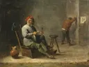 Smoker van David Teniers the Younger: figuren met roker, mannen en pijp