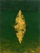 Abstract schilderij, snelle streken in het midden in diep bos