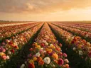 Landschapsfoto van snijbloem bij het gouden uur