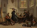 Soldateninterieur uit de 17de eeuw van Lambertus Lingeman: figuren