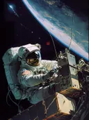 Astronaut werkt tijdens ruimtewandeling boven de aarde