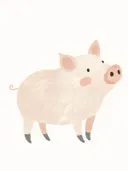 Speels roomwit varkentje, dieren schilderij