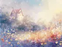 Sprookjesachtig huisje in een bloemenweide