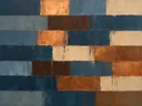 Abstract schilderij met het paletmes in staalblauw en koper