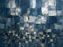 Abstract schilderij met het paletmes in staalblauw en zilver