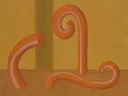 Staande krul in terracotta en roze, schilderij van staande krul