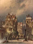 Stadsgezicht in de winter van Charles Leickert: landschap