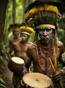 Groep tribale mannen in de jungle