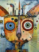 Steampunk kat, dieren schilderij