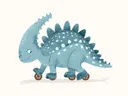 Schilderij van een stegosaurus op skeelers voor de kinderkamer