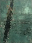 Meswerk schilderij, steile diagonaal in Koper en Patina