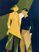 Schilderij: stel in vlakken, geel