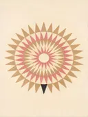 Sterburst-mandala in de stijl Modern Bauhaus, in verstoft roze en romige crème, met een diepzwart accent