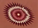 Sterburst-mandala in de stijl Modern Bauhaus, in diep bordeaux, ossenbloed en verstoft roze, met warm beenderwit