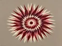 Sterburst-mandala in de stijl Modern Bauhaus, in diep bordeaux, ossenbloed en verstoft roze, met warm beenderwit