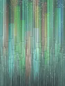 Abstract schilderij met sterrenregen in petrol en groen