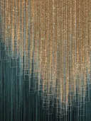 Abstract schilderij met geometrische vlakken in marineblauw