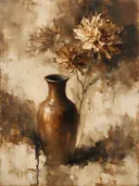 Schilderij: stilleven in beweging, bruin