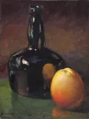 Stilleven met appels en een fles van William Henry Holmes: stilleven met appels en fles