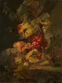 Stilleven met druiven van Frants Diderik Bøe: stilleven met druiven