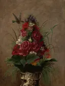 Stilleven met een kolibrie van William Merritt Chase: stilleven met bloemen