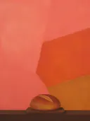 Schilderij van stilleven met eten in warme kleuren bij elkaar