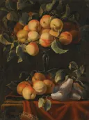 Stilleven met fruit en glazen schalen van Carlo Manieri: stilleven met fruit